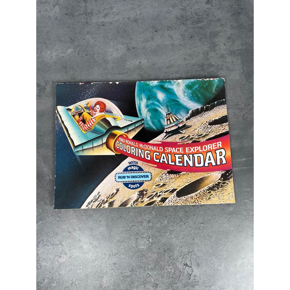 1983 Ronald McDonald Space Explorer Coloring Calendar Rub N Discover Magic VTG‎